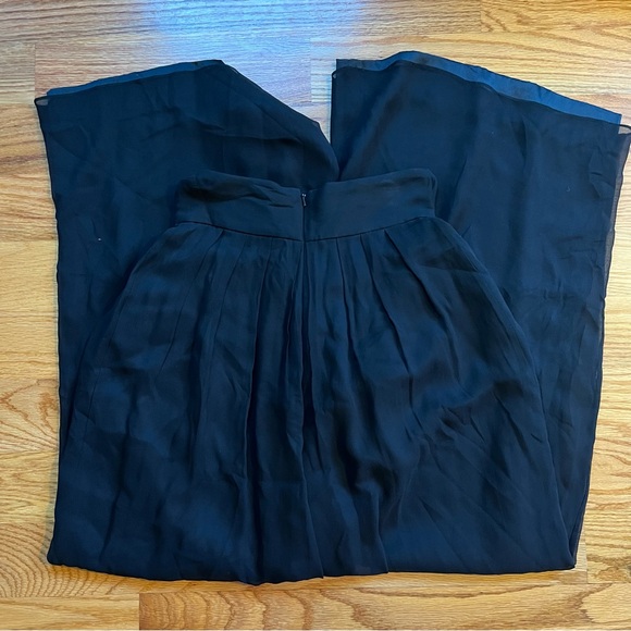 Carmen Marc Valvo 100% silk wide leg black pant size 2 - Picture 7 of 7